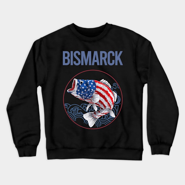 USA Flag Fish Bismarck Crewneck Sweatshirt by rosenbaumquinton52